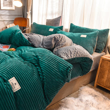 Load image into Gallery viewer, Soft Corduroy Velvet Fleece Quilt Cover Set - Emerald Grey