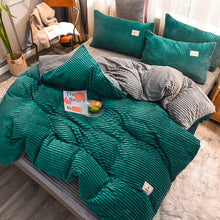 Load image into Gallery viewer, Soft Corduroy Velvet Fleece Quilt Cover Set - Emerald Grey
