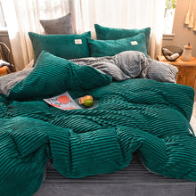 Load image into Gallery viewer, Soft Corduroy Velvet Fleece Quilt Cover Set - Emerald Grey