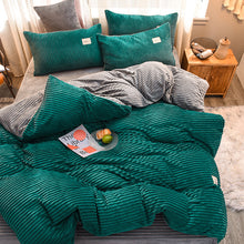 Load image into Gallery viewer, Soft Corduroy Velvet Fleece Quilt Cover Set - Emerald Grey