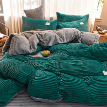 Load image into Gallery viewer, Soft Corduroy Velvet Fleece Quilt Cover Set - Emerald Grey