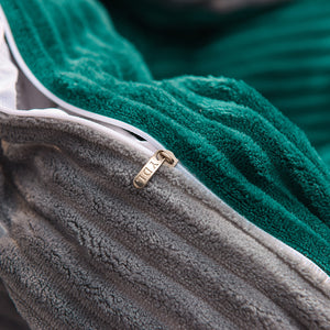 Soft Corduroy Velvet Fleece Quilt Cover Set - Emerald Grey