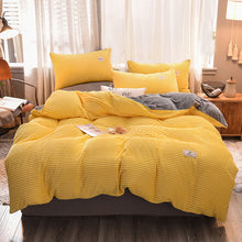 Load image into Gallery viewer, Soft Corduroy Velvet Fleece Quilt Cover Set - Yellow Grey