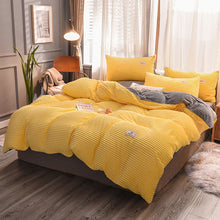 Load image into Gallery viewer, Soft Corduroy Velvet Fleece Quilt Cover Set - Yellow Grey