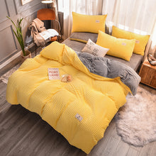 Load image into Gallery viewer, Soft Corduroy Velvet Fleece Quilt Cover Set - Yellow Grey