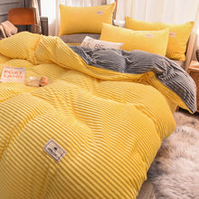 Load image into Gallery viewer, Soft Corduroy Velvet Fleece Quilt Cover Set - Yellow Grey