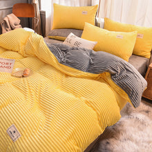 Load image into Gallery viewer, Soft Corduroy Velvet Fleece Quilt Cover Set - Yellow Grey