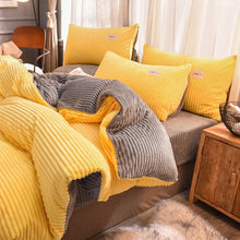 Load image into Gallery viewer, Soft Corduroy Velvet Fleece Quilt Cover Set - Yellow Grey