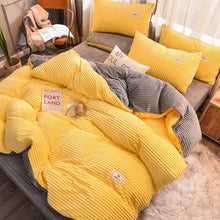 Load image into Gallery viewer, Soft Corduroy Velvet Fleece Quilt Cover Set - Yellow Grey