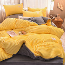 Load image into Gallery viewer, Soft Corduroy Velvet Fleece Quilt Cover Set - Yellow Grey