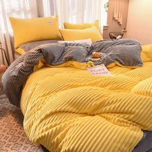 Load image into Gallery viewer, Soft Corduroy Velvet Fleece Quilt Cover Set - Yellow Grey