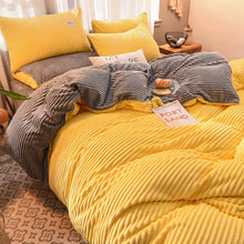 Load image into Gallery viewer, Soft Corduroy Velvet Fleece Quilt Cover Set - Yellow Grey