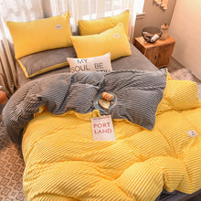 Load image into Gallery viewer, Soft Corduroy Velvet Fleece Quilt Cover Set - Yellow Grey