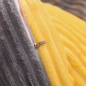 Soft Corduroy Velvet Fleece Quilt Cover Set - Yellow Grey