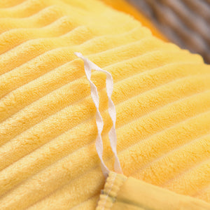 Soft Corduroy Velvet Fleece Quilt Cover Set - Yellow Grey