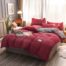 Load image into Gallery viewer, Soft Corduroy Velvet Fleece Quilt Cover Set - Grey Rose Fantasy