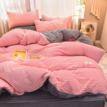 Load image into Gallery viewer, Soft Corduroy Velvet Fleece Quilt Cover Set - Pink Grey