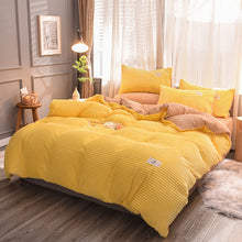 Load image into Gallery viewer, Soft Corduroy Velvet Fleece Quilt Cover Set - Yellow Beige