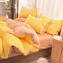 Load image into Gallery viewer, Soft Corduroy Velvet Fleece Quilt Cover Set - Yellow Beige