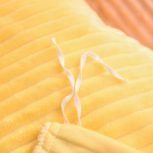 Soft Corduroy Velvet Fleece Quilt Cover Set - Yellow Beige