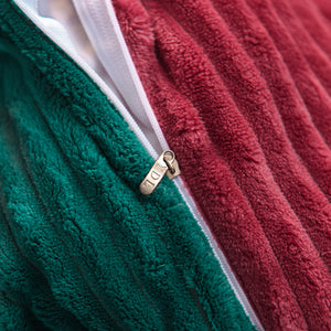 Soft Corduroy Velvet Fleece Quilt Cover Set - Green Rose Fantasy