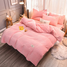 Load image into Gallery viewer, Soft Corduroy Velvet Fleece Quilt Cover Set - Soft Pink