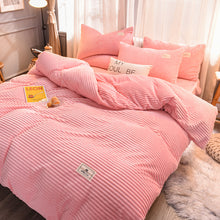 Load image into Gallery viewer, Soft Corduroy Velvet Fleece Quilt Cover Set - Soft Pink