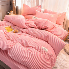 Load image into Gallery viewer, Soft Corduroy Velvet Fleece Quilt Cover Set - Soft Pink