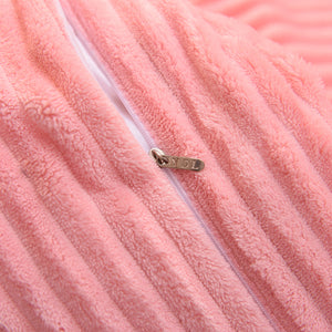 Soft Corduroy Velvet Fleece Quilt Cover Set - Soft Pink