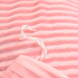 Soft Corduroy Velvet Fleece Quilt Cover Set - Soft Pink