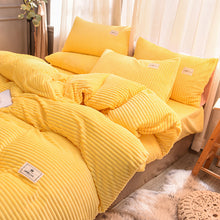 Load image into Gallery viewer, Soft Corduroy Velvet Fleece Quilt Cover Set - Yellow Mellow
