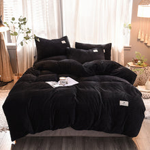 Load image into Gallery viewer, Soft Corduroy Velvet Fleece Quilt Cover Set - Black