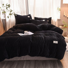 Load image into Gallery viewer, Soft Corduroy Velvet Fleece Quilt Cover Set - Black