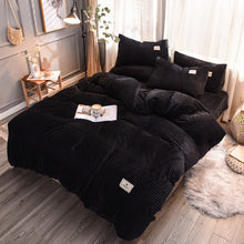 Load image into Gallery viewer, Soft Corduroy Velvet Fleece Quilt Cover Set - Black