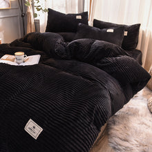 Load image into Gallery viewer, Soft Corduroy Velvet Fleece Quilt Cover Set - Black