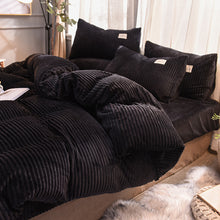 Load image into Gallery viewer, Soft Corduroy Velvet Fleece Quilt Cover Set - Black