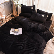 Load image into Gallery viewer, Soft Corduroy Velvet Fleece Quilt Cover Set - Black