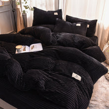 Load image into Gallery viewer, Soft Corduroy Velvet Fleece Quilt Cover Set - Black