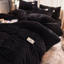 Load image into Gallery viewer, Soft Corduroy Velvet Fleece Quilt Cover Set - Black