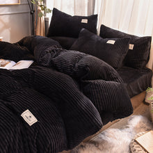 Load image into Gallery viewer, Soft Corduroy Velvet Fleece Quilt Cover Set - Black