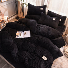 Load image into Gallery viewer, Soft Corduroy Velvet Fleece Quilt Cover Set - Black