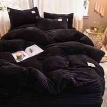 Load image into Gallery viewer, Soft Corduroy Velvet Fleece Quilt Cover Set - Black