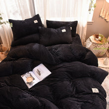Load image into Gallery viewer, Soft Corduroy Velvet Fleece Quilt Cover Set - Black