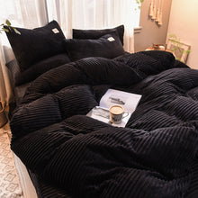 Load image into Gallery viewer, Soft Corduroy Velvet Fleece Quilt Cover Set - Black