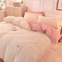 Load image into Gallery viewer, Soft Corduroy Velvet Fleece Quilt Cover Set - Cream Pink