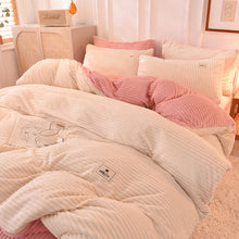 Load image into Gallery viewer, Soft Corduroy Velvet Fleece Quilt Cover Set - Cream Pink
