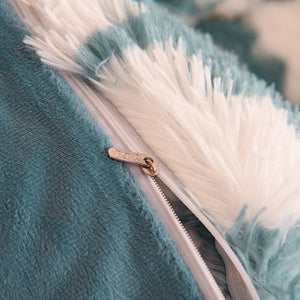 Fluffy Faux Mink & Velvet Fleece Quilt Cover Set - Diamond