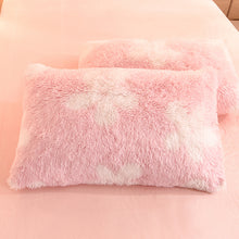 Load image into Gallery viewer, Fluffy Faux Mink &amp; Velvet Fleece Quilt Cover Set - Flower