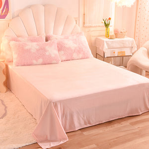 Fluffy Faux Mink & Velvet Fleece Quilt Cover Set - Flower