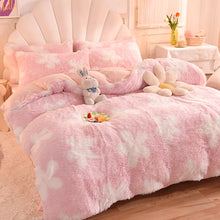 Load image into Gallery viewer, Fluffy Faux Mink &amp; Velvet Fleece Quilt Cover Set - Flower